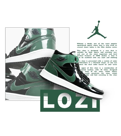 کفش کتانی ساق‌دار مردانه و زنانه مشکی سبز NIKE jordan 1 مدل 6559