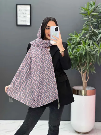 شال طرح دار حریر نخ