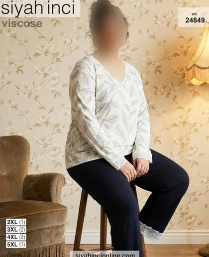 بلوز و شلوار بیگ سایز siyah inci کد 24849
