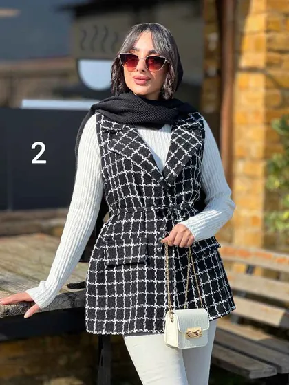 ژیله دو جیب پاکتی کمردار