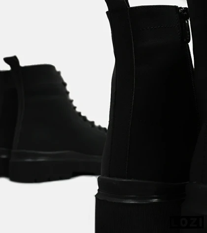 بوت مردانه چرمی مشکی BERSHKA