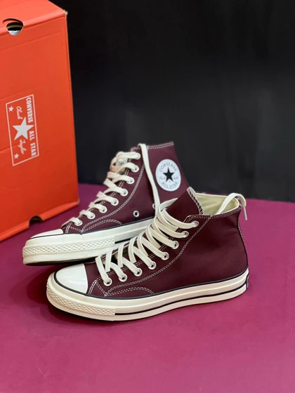 کتانی کانورس آل استار 1975 زرشکی ساق‌دار Converse All Star Chuck Taylor 1970s wine Red Hightop