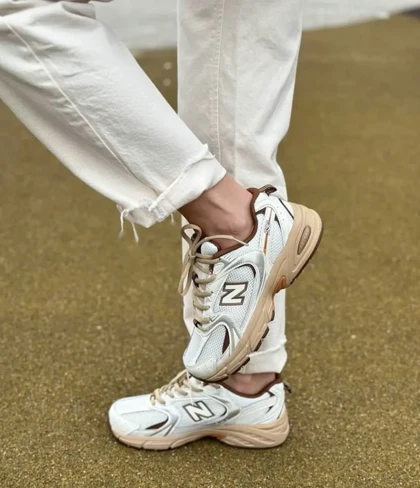 کتانی ویتنامی نیوبالانس 530 سفید کاراملی New balance 530 white caramel