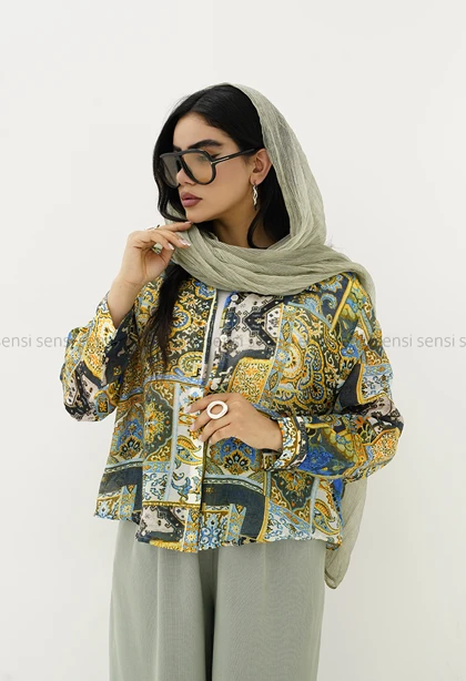 شومیز شیشه ای طرح دار کد1006203