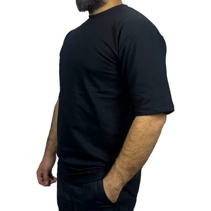 تیشرت قواره باکسی آستین سه ربع ساده (بیسیک)