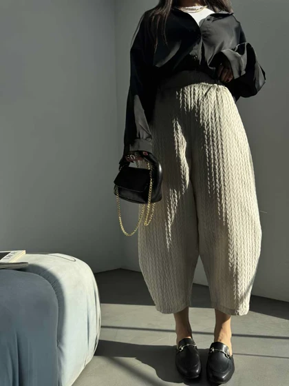 شلوار خمره ای طرحدار