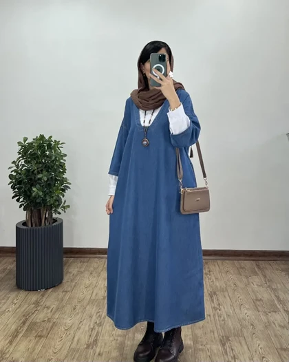 پیراهن مانتویی جین پاییزه پرستو