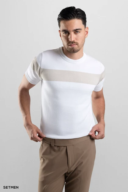 تیشرت مردانه یقه گرد بافت اولد مانی