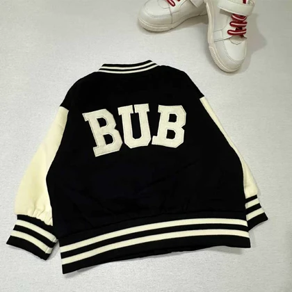 ژاکت بمبر کودک یونیسکس با طرح‌های آپلیکه و کنتراست کالج