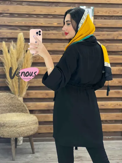 مانتو تک دکمه کمرگت دار