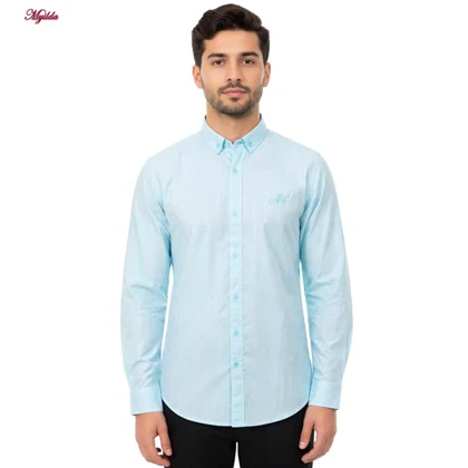پیراهن آستین بلند یقه برگردان با تنخور معمولی (regular fit) مردانه مدل 5682