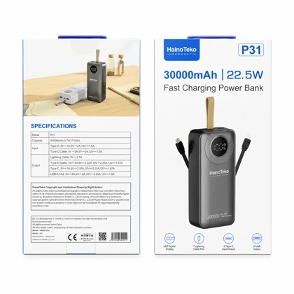 پاوربانک فست هاینو تکو مدل P31 ظرفیت 30000 میلی آمپر ساعت