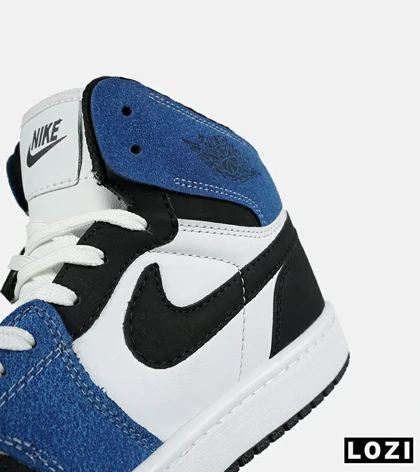 کفش کتانی ساق‌دار مردانه و زنانه آبی سفید مشکی NIKE jordan 1 مدل 7575