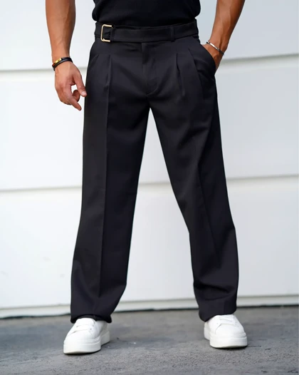 شلوار پارچه‌ای مردانه نیم بگ فیت