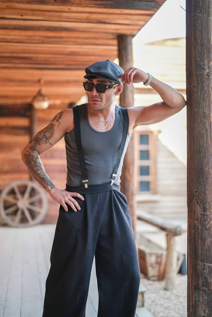 رکابی تنک تاپ ساده کوپ آیسان اسلامی طوسی تیره OLD SCHOOL