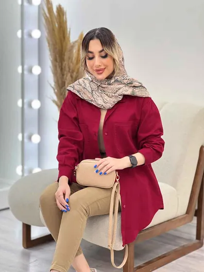 مانتو کتان دو جیب پرند
