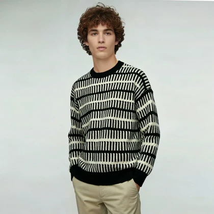 بافت یقه گرد راه راه(90261)