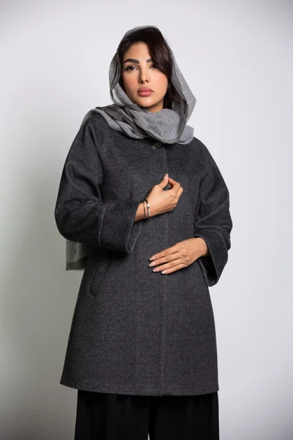 پالتو زنانه فوتر کجراه تک دکمه فانتزی