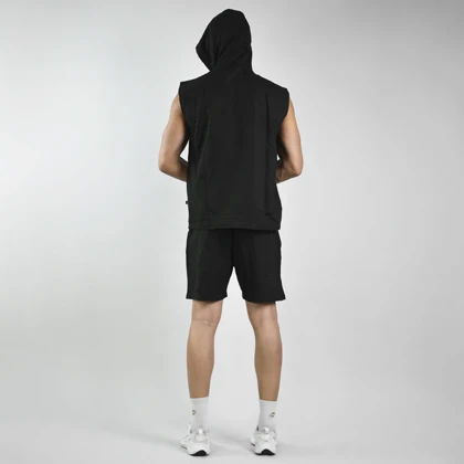 ست رکابی کلاهدار و شلوارک اسپرت الو مدل HS-4C0473 مشکی