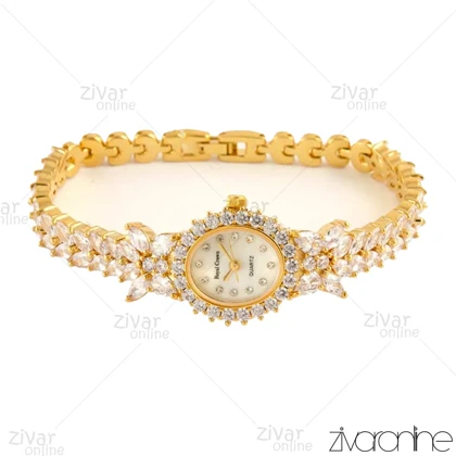 ساعت رویال کرون زنانه طلایی تمام نگین 104500