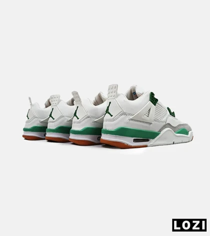 کتانی ساق‌دار زنانه و مردانه سفید طوسی سبز Nike air jordan 4 مدل 4829