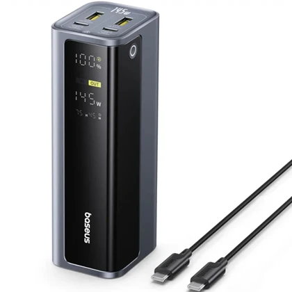 پاور بانک فست‌شارژ 20800 تایپ‌سی و USB توان 145 وات بیسوس Baseus PPAP-20E5/P10082109813-00 با کابل دوسر تایپ سی