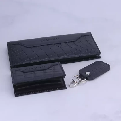 ست هدیه 4 تیکه کیف و کمربند چرم مردانه چرمسال 183