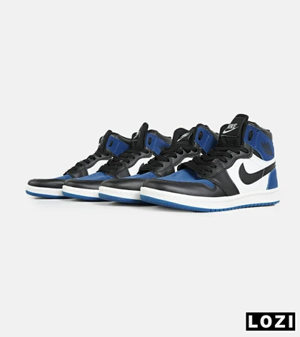 کفش کتانی مردانه و زنانه ساق‌دار مشکی آبی سفید NIKE jordan 1