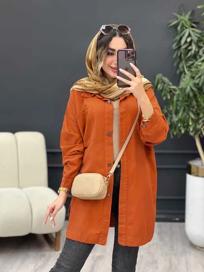 مانتو کتان دو جیب پرناز