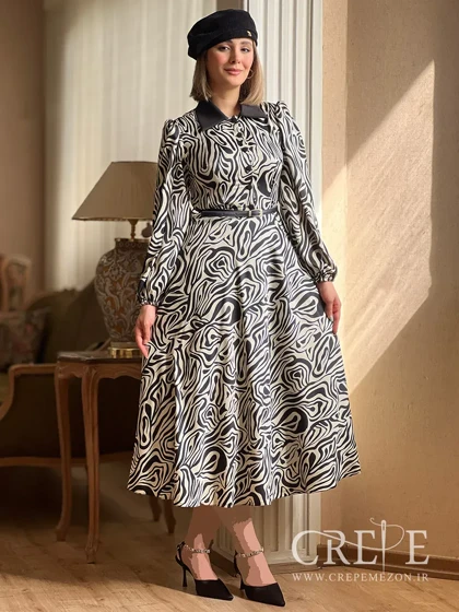 پیراهن ساتن کره زبرا ابرا با تور