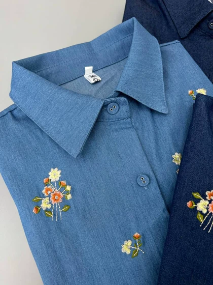 مانتو جین گلدوزی شده کد 3687