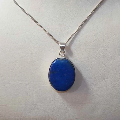 گردنبند نقره با سنگ لاجورد اصل افغانستان (بدون زنجیر)