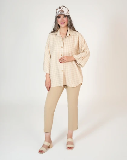 شومیز زنانه با بافت چهارخانه کد 523 (511)