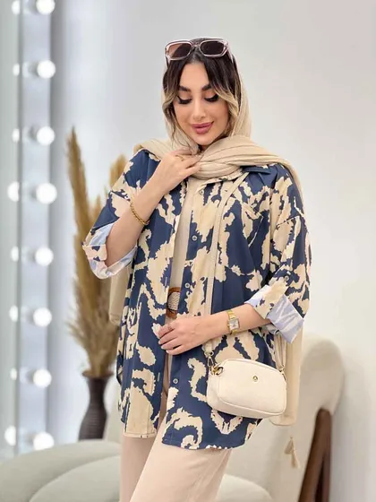 شومیز طرح دار تک جیب صنم