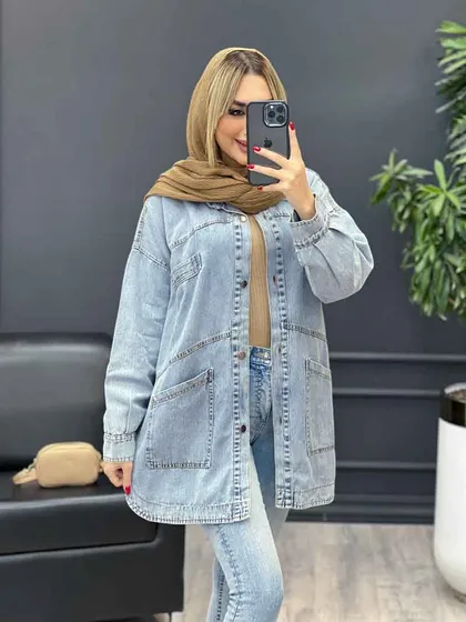 مانتو جین جیب کج