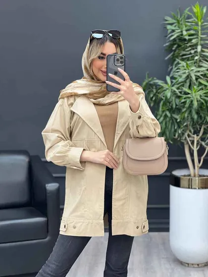 مانتو لینن دو جیب نما پایین پاگن