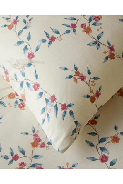 سرویس روتختی دو نفره English Home مدل Blossom Chorus پنبه‌ای - سبز-کرم