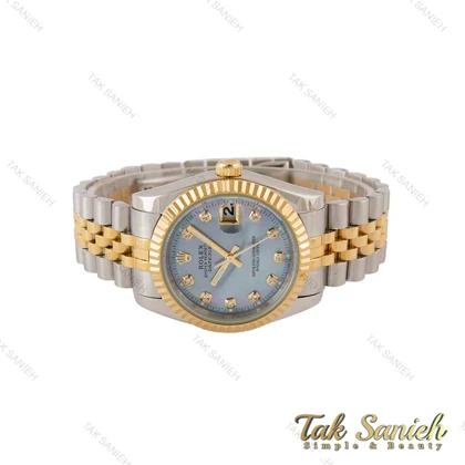 ساعت رولکس مردانه دورنگ طلایی صفحه صدف آبی صدفی Rolex-5041-G
