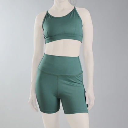 ست نیم‌تنه و کشاله بند ورزشی زنانه الو مدل 4B0153 سبز آدامسی تیره