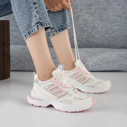 کفش و کتانی زنانه مدل فشیون FASHION رنگ سفید صورتی