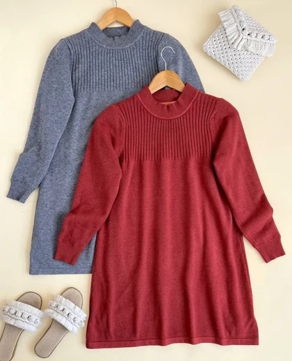 پیراهن بافت آستر مخمل کد 2400