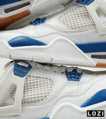 کفش کتانی ساق‌دار مردانه سفید آبی Nike air jordan 4