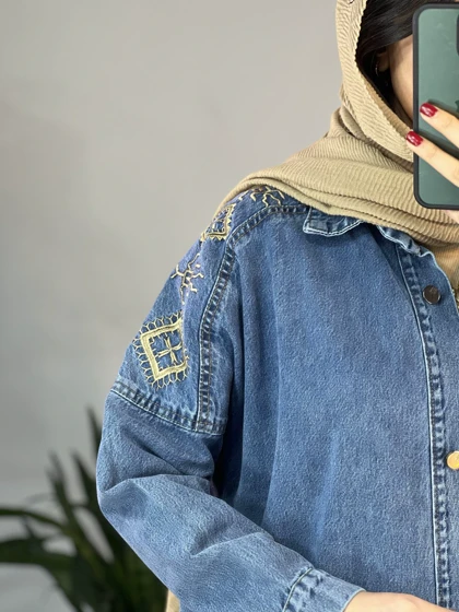 مانتو کتی جین گلدوزی(ایراد دار)