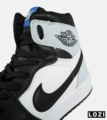 کفش کتانی ساق‌دار مردانه و زنانه مشکی سفید آبی NIKE jordan 1 مدل 7676