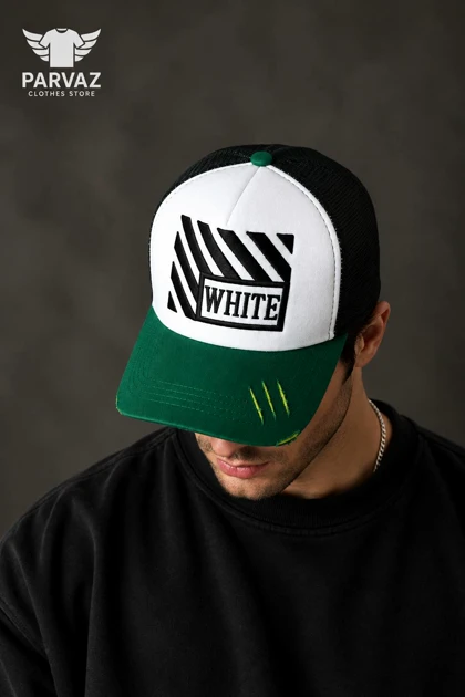 کلاه بیسبالی وارداتی مدل آیسانی WHITE _ سفید نقاب سبز