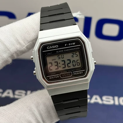 ساعت دیجیتال کاسیو نوستالژی F-91w کیفیت بالا قاب سیلور
