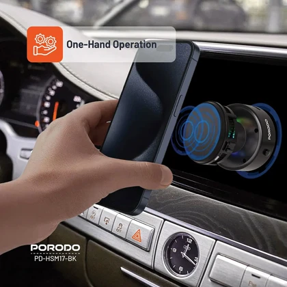 هولدر موبایل و شارژر بی سیم خنک کننده پورودو Porodo مدل PD-HSM17-BK توان 15 وات