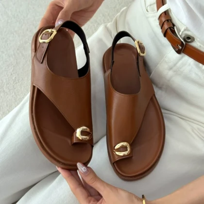 صندل چرم هرمس عسلی تابستانی / HERMES