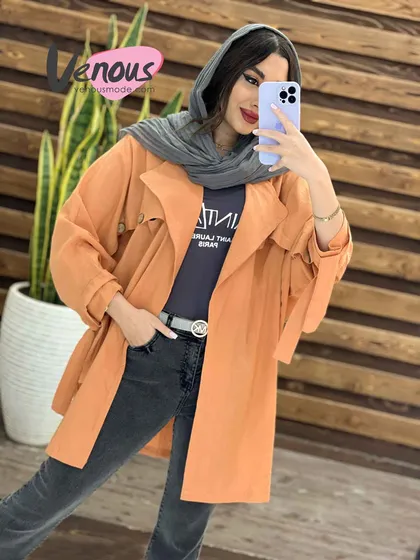 مانتو لینن دکمه چوبی