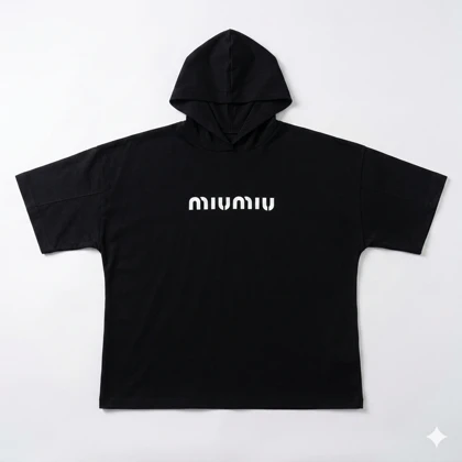 تیشرت باکسی کلاه دار مدل miu miu فری سایز کد 295584